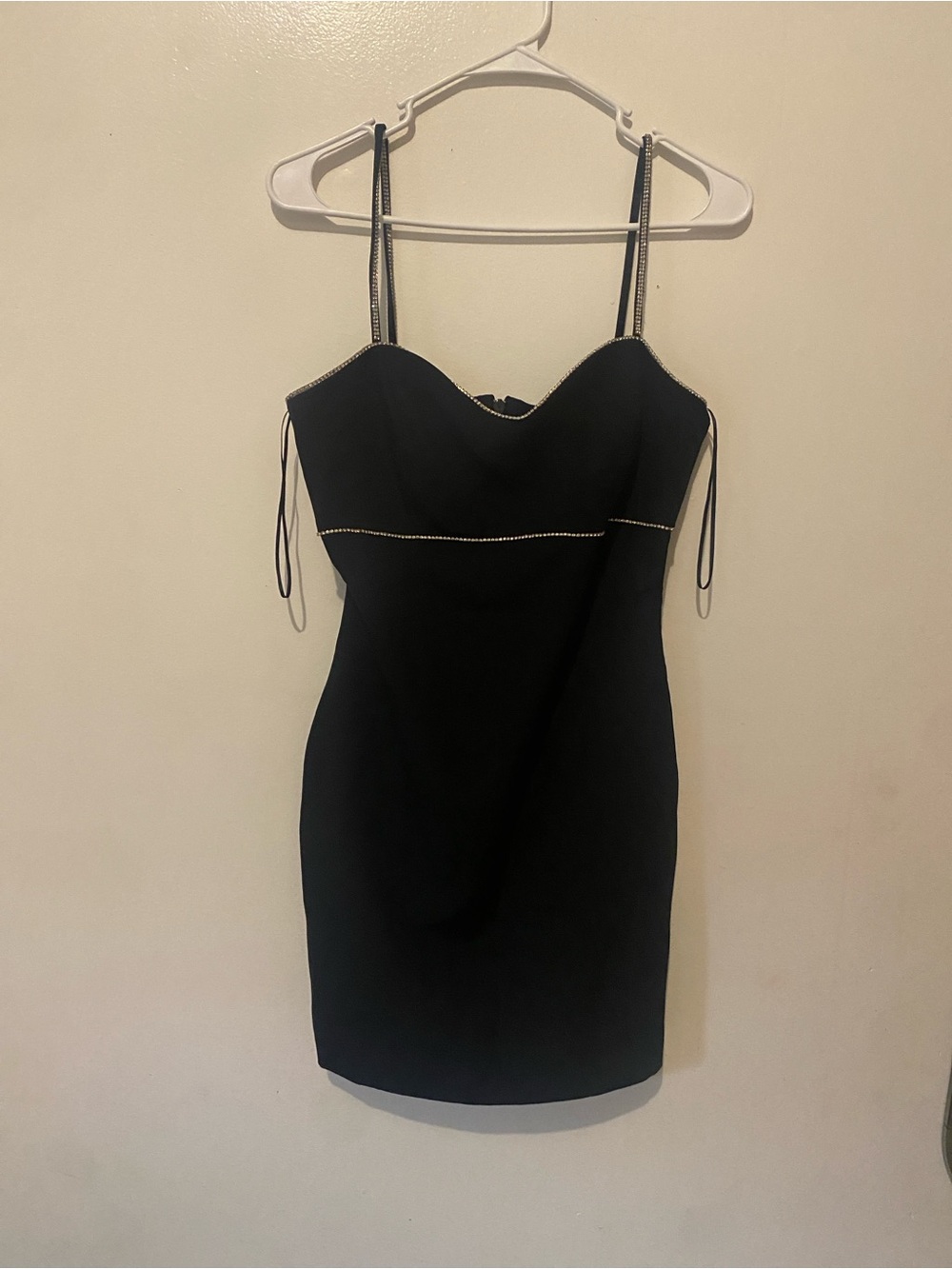 River Island Black Mini Dress with Rhinestone Trim